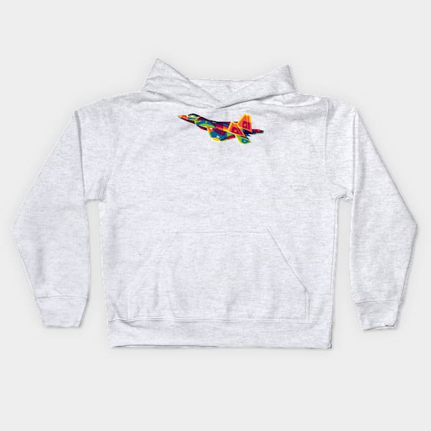 F-22 Raptor in Pop Art Kids Hoodie by wpaprint